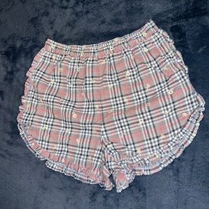 Plaid shorts.